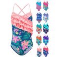 thumbnail image 1 of Xinhuaya Kids Girl One Piece Bikini Swimsuits Toddler Ruffle Bathing Suit Summer Outfits Set 4-12 Years, 1 of 9