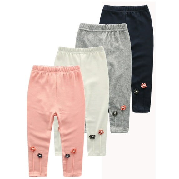 Xinhuaya Kids Girls Leggings Toddler Baby Footless Skinny Trousers Little Girls Floret Embroidery Pants 1-9 Y