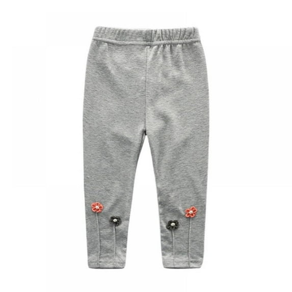 Xinhuaya Kids Girls Leggings Toddler Baby Footless Skinny Trousers Little Girls Floret Embroidery Pants 1-9 Y