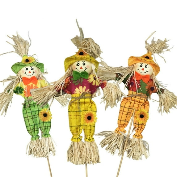 Xinhuaya Multicolor Scarecrow Halloween Decoration, Smiling face (3 Pack)