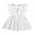 thumbnail image 1 of Xinhuaya Summer Baby Girl Cotton Linen Sleeveless Dress Lace-edged Casual Sundress Bow Dress, 1 of 7