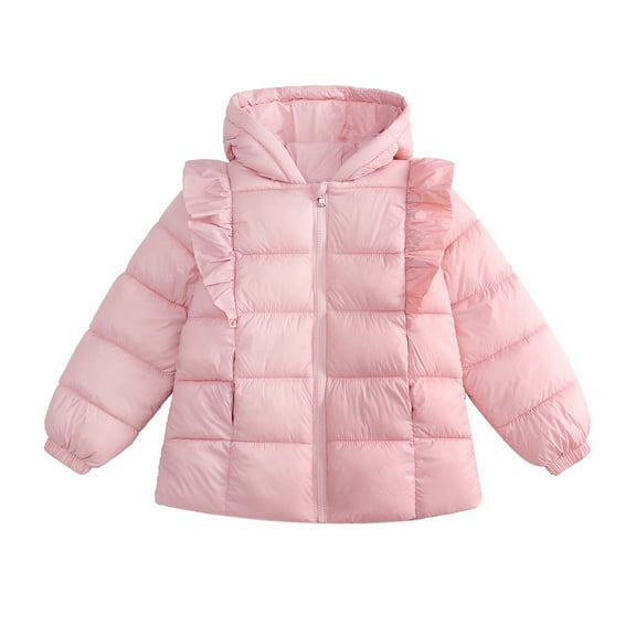 Xinhuaya Toddler Girl Light Puffer Jacket Hoods Kids Baby Fleece Coat Winter Warm Outwear 1-6 Years