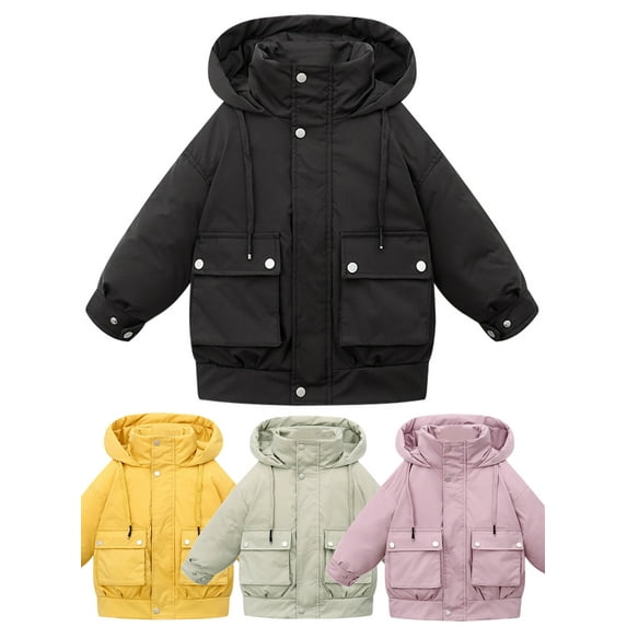 Xinhuaya Toddlers Baby Puffer Jacket Snowsuit Coat Kids Boy Girl Warm Hoods Solid Outwear 4-8 Years