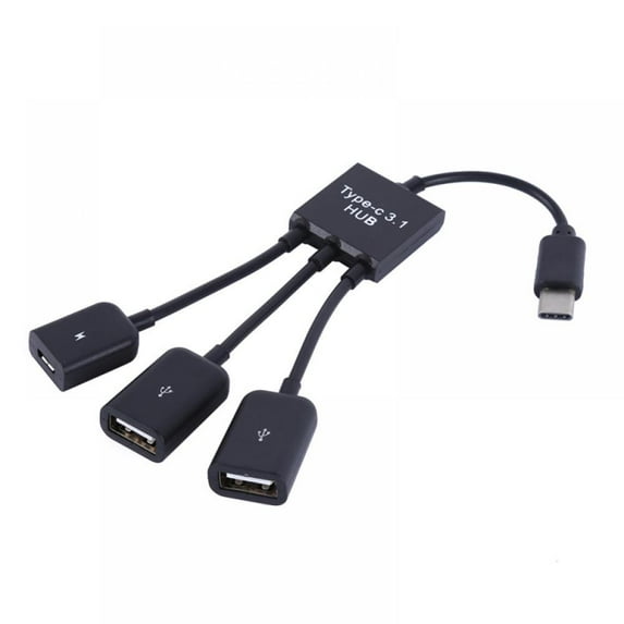 Xinhuaya USB 2.0 Female OTG Charging Cable 15cm USB Type C 3.1 Male to Dual 2 Port HUB Cables 1 to 3 Cord or Y Splitter Cables