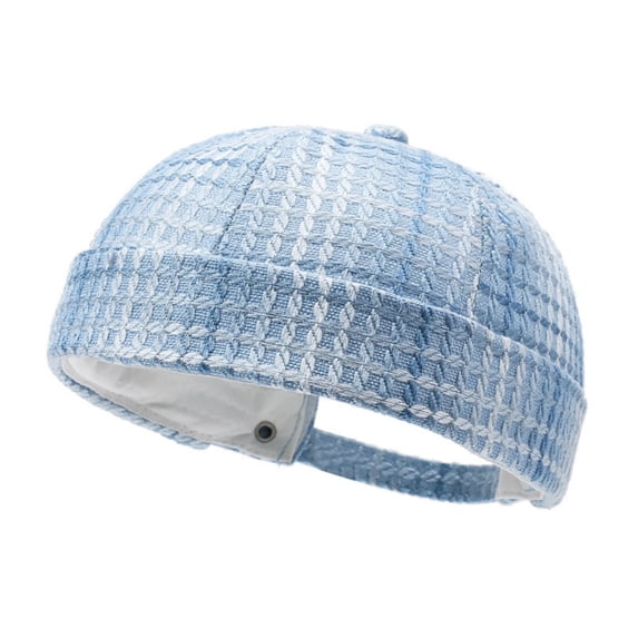 Xinmf Mens Grid Woven Docker Cap Soft Textured Fabric Brimless Skull ...