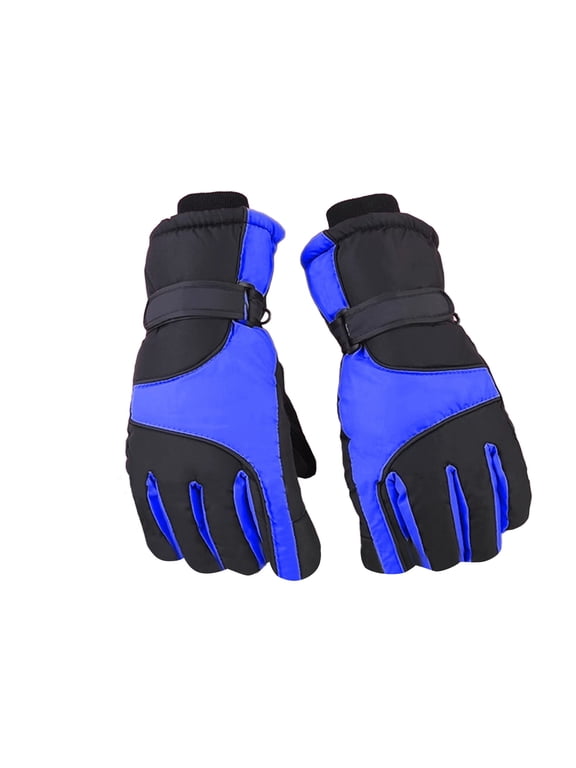 Winter Ski Gloves Thick Insulated Full Finger Snow Gloves Adjustable Wrist Strap for Snowboarding Skiing Outdoor Cold Weather Sports A111-Blue One Size