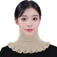 thumbnail image 1 of Xinmf Women Knitted False Turtleneck Collar Ruffled Edge Stretch Fake Neck Warmer Detachable Dickey Collar for Sweater Outfit A111-Beige One Size, 1 of 4