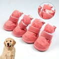 thumbnail image 1 of Xinmulight 4Pcs Pet Shoes Adjustable Breathable Cashmere Soft Warm Dog Paw Protector for Teddy, 1 of 12