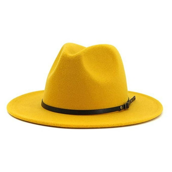 Xinmulight Jazz Cap Wide Brim Breathable Solid Color Fedora Hat Winter Floppy Women Cap Streetwear