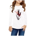 thumbnail image 1 of Xinoom Girls Crew Neck Long Sleeve Graphic Tee, Gladiolus Floral Art Print Shirt, Soft Comfort Pullover Top, Casual Daily Wear Outfit White,5 Years, 1 of 5