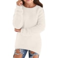 thumbnail image 1 of Xinoom Girls Fuzzy Teddy Knit Sweater, Long Sleeve Crew Neck Pullover, Soft Fluffy Loose Fit Jumper, Warm Cozy Fall Winter Top White,120, 1 of 5