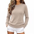 thumbnail image 1 of Xinoom Women Crew Neck Soft Ribbed Knit Pullover Sweater, Long Sleeve Loose Fit Lightweight Knitted Top, Ribbed Cuffs For Layering & Everyday Outfits Black,L, 1 of 7