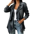 thumbnail image 1 of Xinoom Women Long Sleeve Lapel Waterfall Open Front Jacket, Asymmetric Draped Hem Lightweight Coat, Stitch Detail Casual Loose Fit For Daily Going‑Out Outerwear Dark Gray,M, 1 of 6