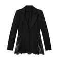thumbnail image 1 of Xinoom Women Single Button Blazer Jacket, Notched Lapel Long Sleeve Suit Coat, Lace Panel Spliced Hem, Elegant Slim Fit For Work Office Business Casual Occasions Black,L, 1 of 8