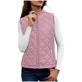 thumbnail image 1 of Xinoom Women Stand Collar Quilted Puffer Vest, Zip Up Sleeveless Lightweight Padded Gilet With Side Snap Pockets, Layering Outerwear For Autumn Winter Army Green,L, 1 of 9