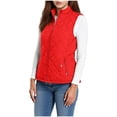 thumbnail image 1 of Xinoom Women Stand Collar Quilted Puffer Vest, Zip Up Sleeveless Lightweight Padded Gilet With Side Snap Pockets, Layering Outerwear For Autumn Winter Red,M, 1 of 9