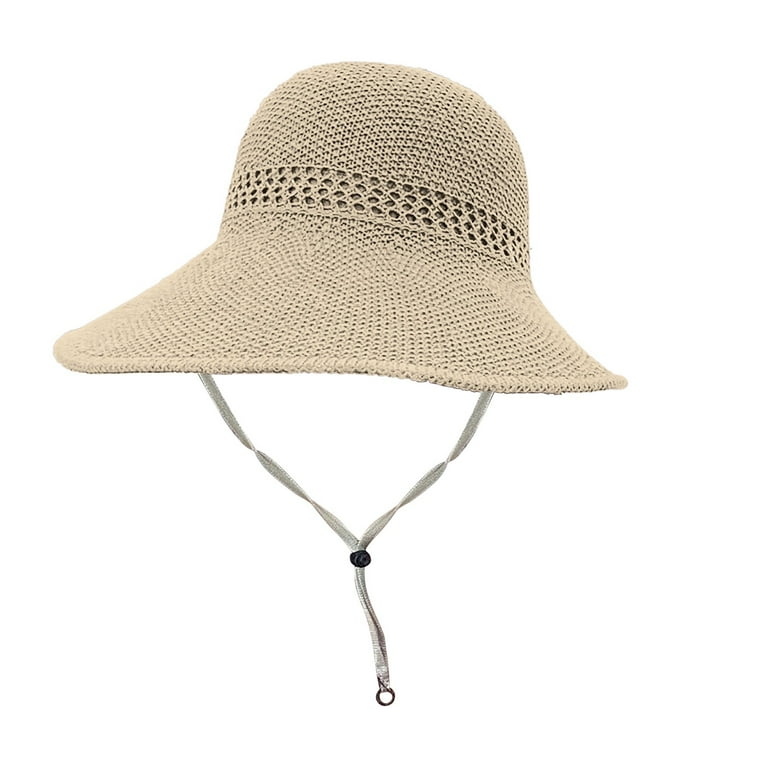 Xinqinghao Floppy Packbale Travel Hat Hiking Lawn Sun Hats Bucket Hat with  Strings for Travel C 