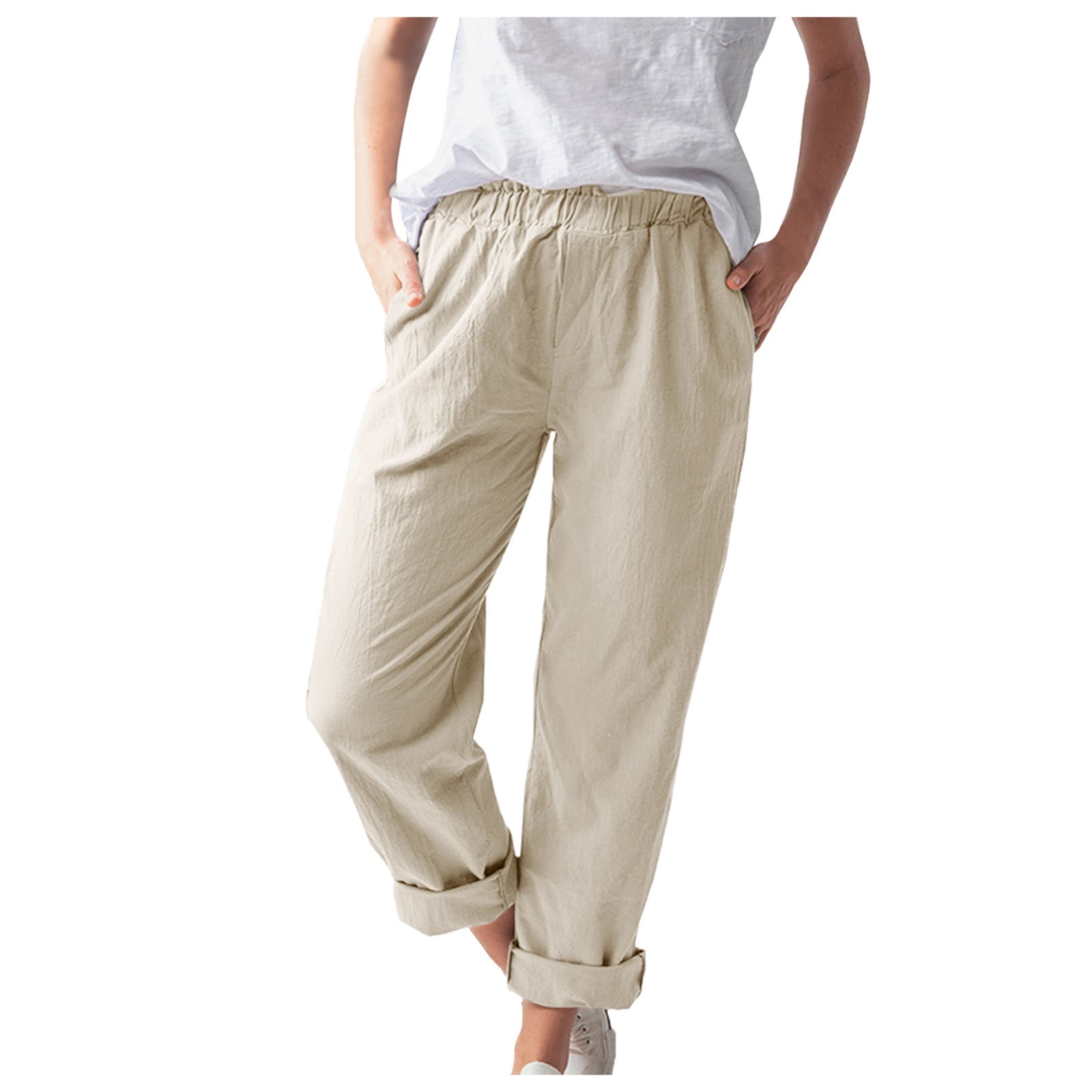 Xinqinghao Lounge Pants Women With Pockets Cotton And Linen Pants