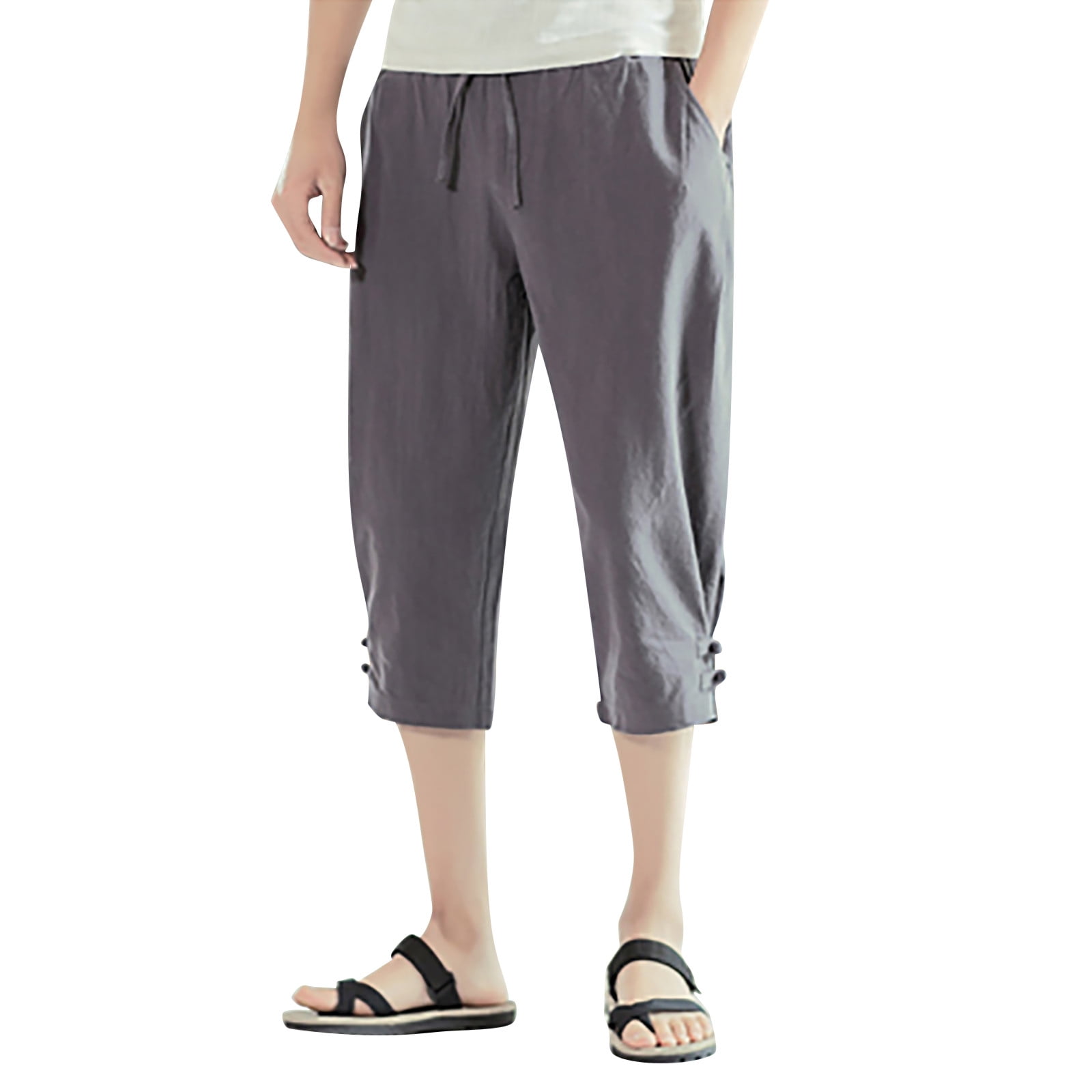 Xinqinghao Men Pants For Hot Weather Men'S Loose Linen Straight Cotton