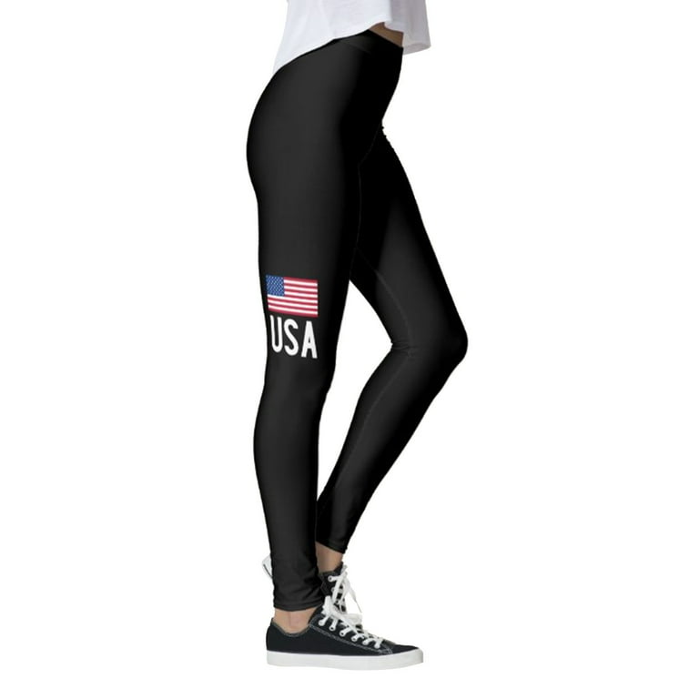 Xinqinghao Yoga Leggings For Women Independence Day For Women Print Mid  Waist Yoga Pants Tights Compression Yoga Running Fitness Print Leggings  Women Yoga Pants Black S 