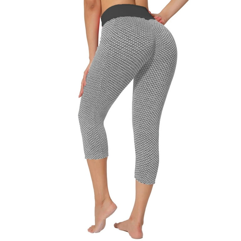 Xinqinghao Yoga Leggings For Women Women's Casual Running Leggings  Stitching Solid Color Lifting Slim Texture High Waist Stretch Fitness Pants  Yoga Leggings Women Yoga Pants Gray S 