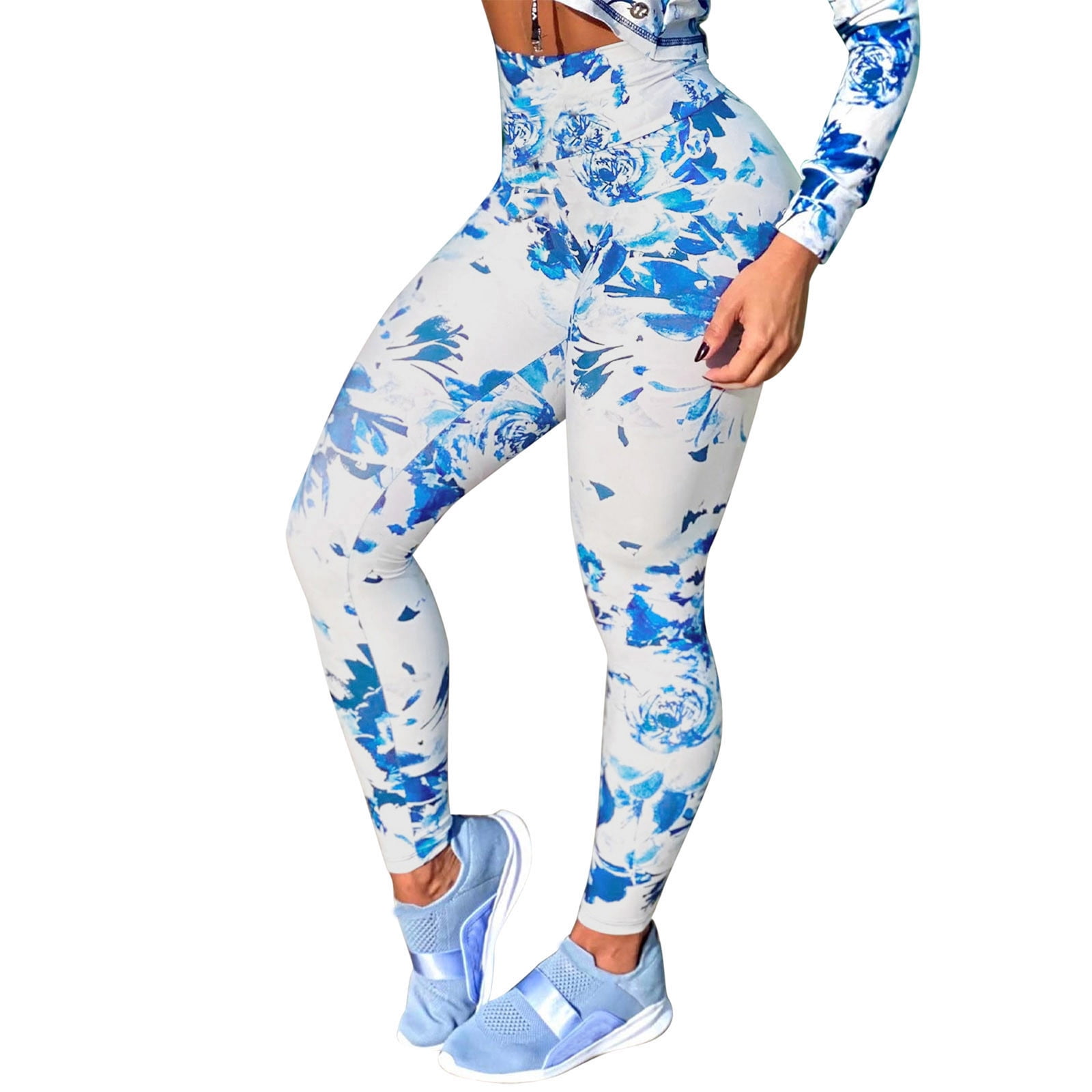 xinqinghao yoga leggings for women womens fashion printed leggings lifting  fitness sports leggings women yoga pants light blue m 
