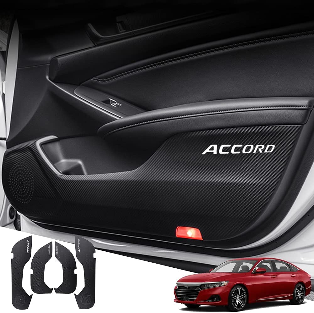 Xinrsheag Leather Door Anti Kick Pad Stickers Custom Interior Accessories Side Edge Film Protector Stickers 4 pieces set Carbon Fiber for Honda Accord 2018 2019 2020 2021 2022 Walmart