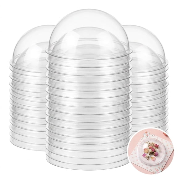 Xinshengli 40 Pack 3.15'' Clear Candy Dome Half Ball Plastic Dessert Dome Fillable Chocolate Holder Transparent Plastic for Gift Craft Shaker Card DIY Box
