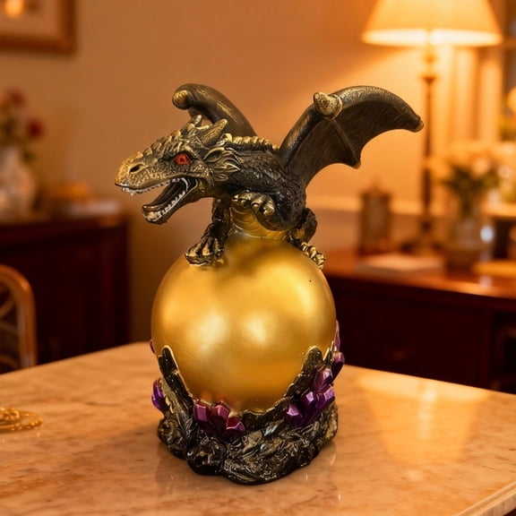Xinsrenus Gothic FlyingDragon LED Sculpture Lamp, Mysterious Glowing Dragon Statue USB Light, Gothic Decor Resin Art for Home Halloween Bedside Gift