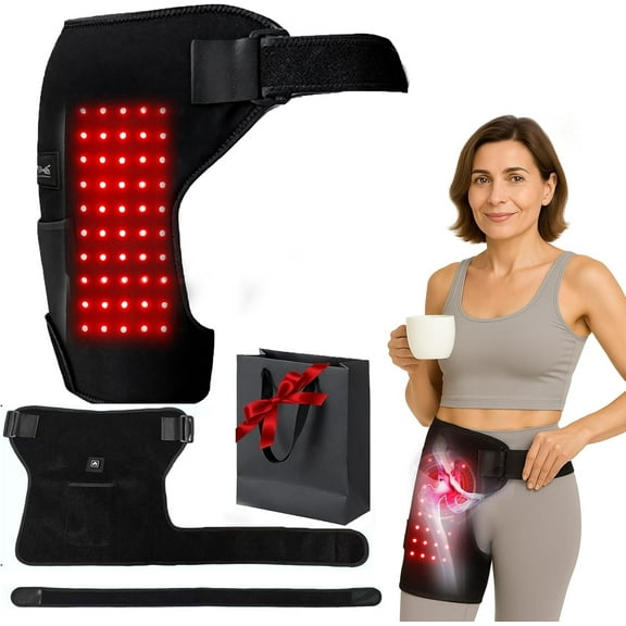 Xinsrenus Hip Brace with Red Light Therapy, Adjustable Heating Hip Support Harness for Pain Relief, Carbon Fiber Heat Sciatica Brace for Menopausal Women Hip Groin Thigh Pain