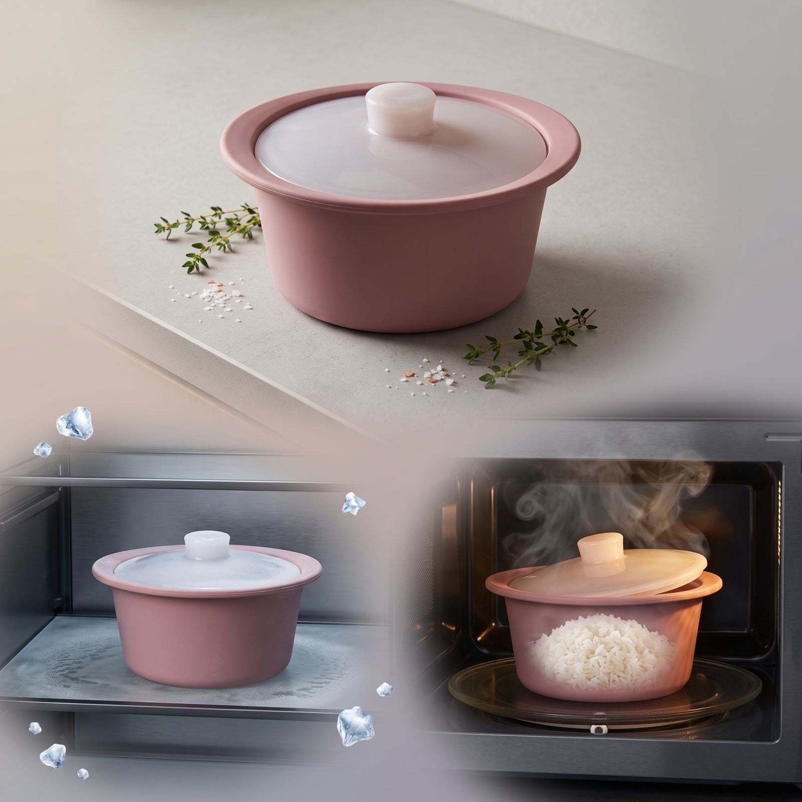 Xinsrenus Microwave Cooking Pot with Lid, Multi-purpose Silica Gel Food ...