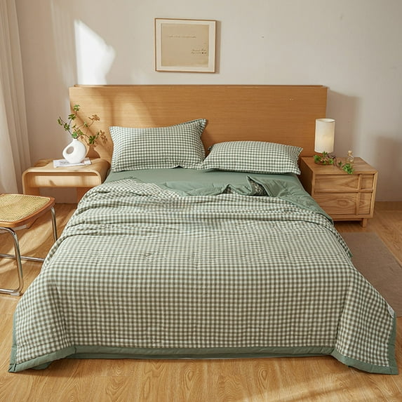 Xinsrenus Thickened Spring and Fall Quilt, Warm Seasons Quilt Core Bedding 59x78in, Soft Padded Quilt for Bed Cozy Winter Blanket Blue Khaki Pink Green Yellow