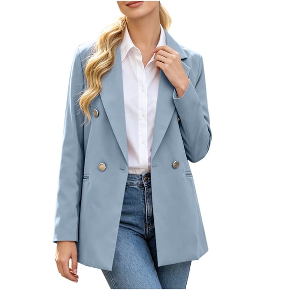 Xinsrenus Women’s Loose Suit Jacket Basic Solid Color Lapel Button front Blazer Versatile Business Work Uniform