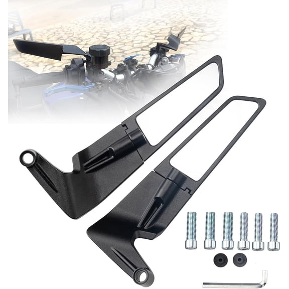 Xintre Motorcycle Mirrors compatible 10MM and 8MM Stealth Mirrors Motorcycle Wind Wing Side Mirrors Rotating Rear View Mirror Compatible with Duke 390 250 Yamaha MT-07 Kawasaki Z400 Z650 Z9_Premium