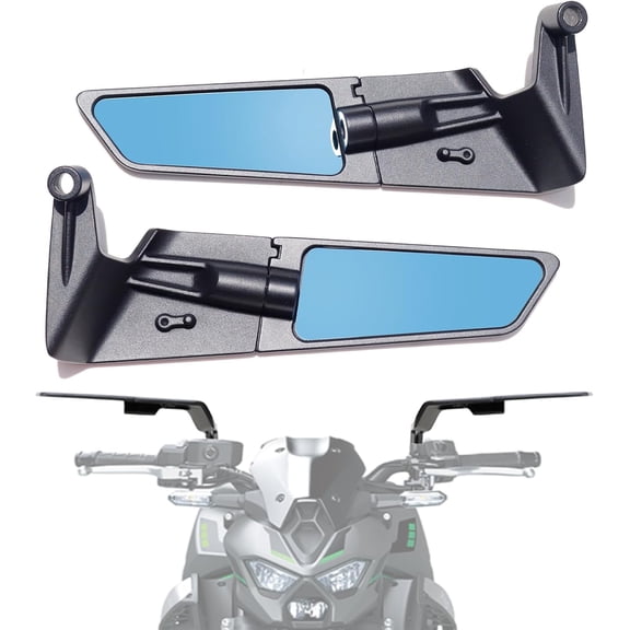 Xintre Oversized Motorcycle Mirrors Anti-Glare Rotating Stealth Wind Wing Side Rearview Mirrors Compatible with Duke 390 250 Yamaha MT-07 MT-09 Kawasaki Z400 Z650 Z900 Z1000 Street Bike