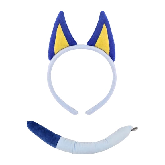 Xinwanna 1/2 Pcs/Set Dog Costume Props Animal Ears Decor Hair Hoop Tail Set Birthday Party Cosplay Dress Up Accessories (Blue1)