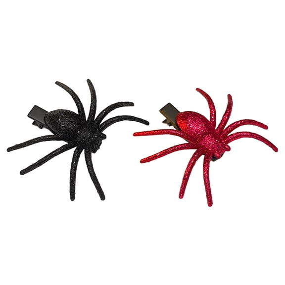 Xinwanna 1/2Pcs Halloween Spider Hair Clip Decorative Hair Pins Women Hairpin Headpiece Cosplay Costume Accessory (Black & Red)