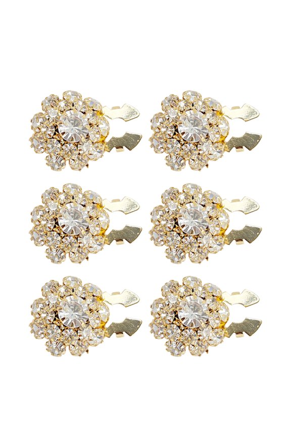 Xinwanna 1/6Pcs Button Covers Faux Pearls Shiny Rhinestone Flower Shape Button Clip with Pliers Press Dress Suit Tux Accessories (Type I)