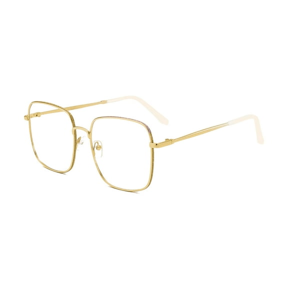 Xinwanna 1 Pair Anti Blue Light Computer Glasses without Degree Women Men Blue Light Blocking Metal Frame UV Protection Eyeglasses Eyewear (Golden)