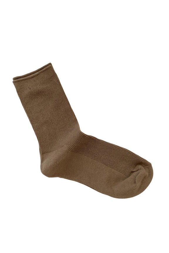 Xinwanna 1 Pair Ribbed Mid-tube Elastic Women Socks Simple Casual Solid Color Sports Socks (Camel,One Size)