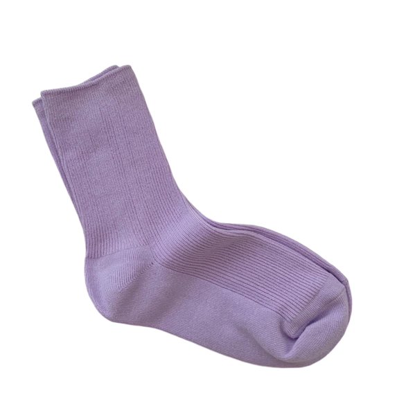 Xinwanna 1 Pair Ribbed Mid-tube Elastic Women Socks Simple Casual Solid Color Sports Socks (Purple,One Size)