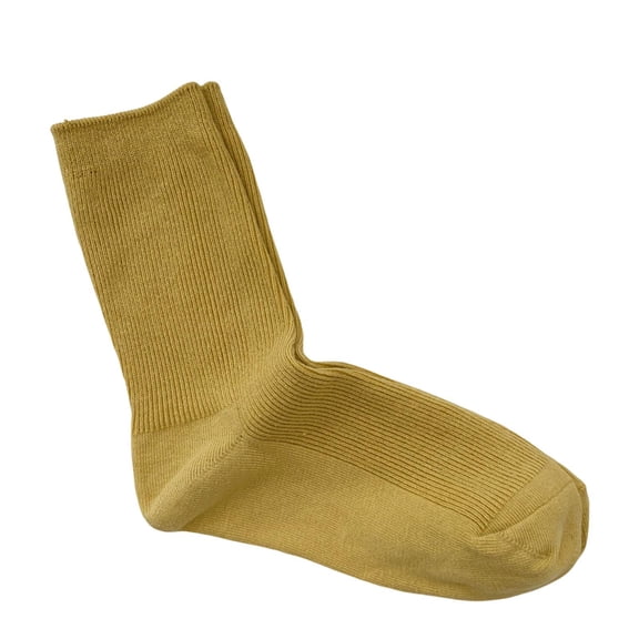 Xinwanna 1 Pair Ribbed Mid-tube Elastic Women Socks Simple Casual Solid Color Sports Socks (Yellow,One Size)