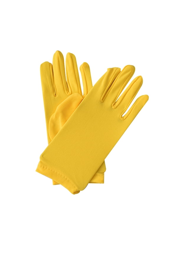 Xinwanna 1 Pair Short Thin Dance Gloves Breathable Non-slip Sweat-absorption Milk Silk Satin Stretch Gloves Costume Accessories (Yellow,One Size)