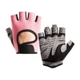 thumbnail image 1 of Xinwanna 1 Pair Sport Gloves Hollow Mesh Half Finger Unisex Anti-slip Great Friction Wear-Resistant Full Palm Protection Weightlifting Cycling Workout Outdoor Gym Gloves (Pink,M), 1 of 13