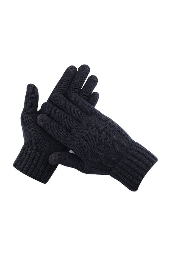 Xinwanna 1 Pair Unisex Winter Gloves Five Finger Thick Heat Retention Touch Screen Anti-slip Soft Cold-proof High Elastic Wrist Cycling Riding Gloves (Black,One Size)