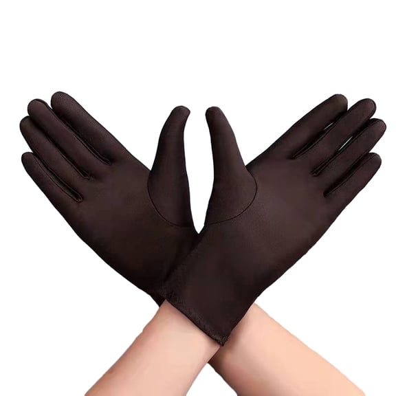 Xinwanna 1 Pair Unsiex Winter Gloves Five Fingers Solid Color Elastic Anti-slip Sun Protection Breathable Soft Stage Performance Auction Ritual Girl Gloves Fall Spring Gloves (Coffee,One Size)