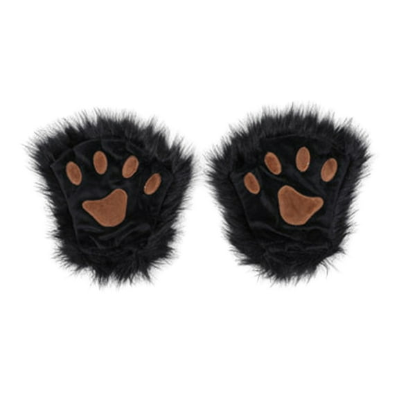 Xinwanna 1 Pair Winter Gloves Wolf Paws Foxes Claws Mittens Friendly to Skin Thermal Insulation Gloves Party Cosplay Costume (Black)
