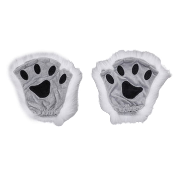 Xinwanna 1 Pair Winter Gloves Wolf Paws Foxes Claws Mittens Friendly to Skin Thermal Insulation Gloves Party Cosplay Costume (White)