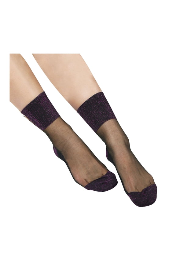 Xinwanna 10 Pairs Women's Sheer Glitter Ankle Socks Silky Transparent Sparkly Socks Ultrathin Shiny Short Socks for Spring Summer (Purple,One Size)