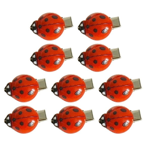 Xinwanna 10Pcs Women Hair Clips Anti-slip Teeth Ladybug Decor Hairpins Bangs Buns Braids Multi-Purpose Styling Hair Pins (Red)